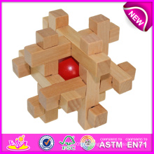 Brinquedo de madeira de alta qualidade do enigma do fechamento da inteligência para crianças, jogo de madeira do cérebro do brinquedo para crianças, brinquedo de madeira da sorte para o bebê W03b020